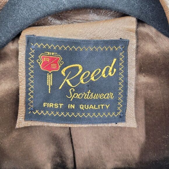 70s Leather Jacket Mottled Crackle Brown Duster Blazer Button Hippy Streetwear L - Picture 14 of 14